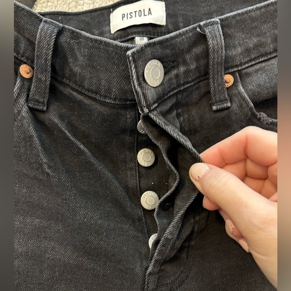 Pistola Black High Rise Straight Ankle Hidden Button Fly Jeans - Picture 4 of 9